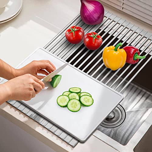 HANZENMA Roll Up Dish Drying Rack Over The Sink Kitchen Roll Up Sink Drying Rack Multipurpose Foldable Sink Drying Mat, Heat-Resistant, Anti-Slip & Anti-Rust Dish Rack for Kitchen, 20.5" x 13", Grey by HANZENMA - Image 4