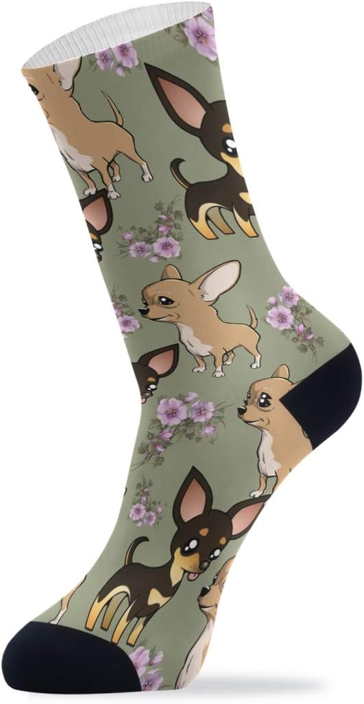Cute Chihuahua Funny Casual Athletic Warm Winter Crew Socks for Women Men