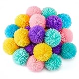 Gemscream 20 Pcs 3 Inch Large Yarn Pom Poms for Crafts Big Fuzzy Pompoms Balls Bulk for DIY Hats Handmade Craft Holiday Party Hanging Ornaments Home Decor