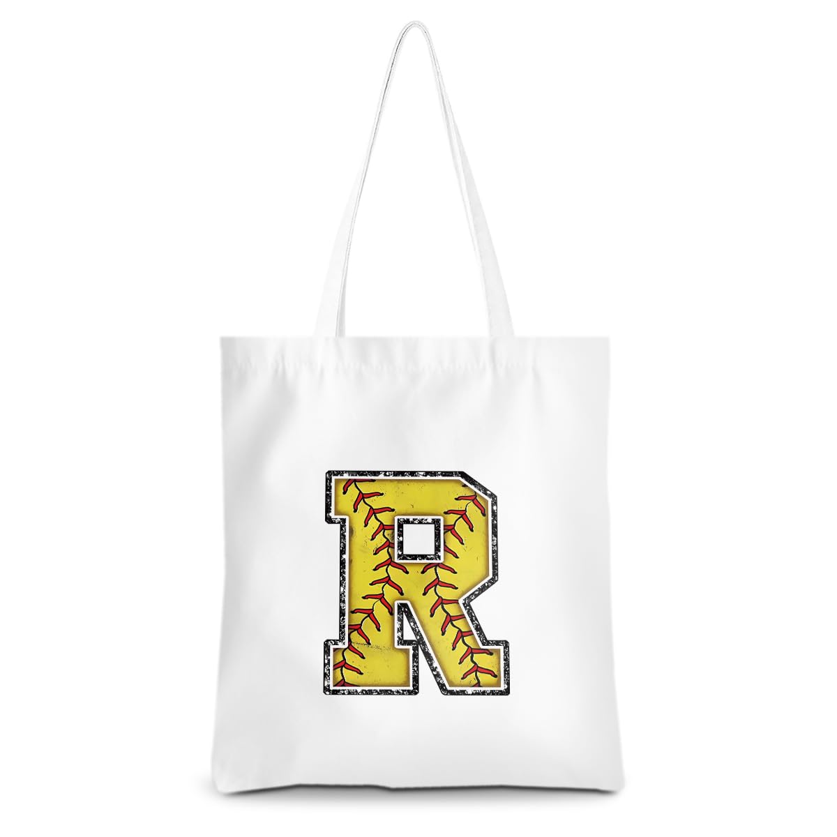 CQM Softball Gifts Initial Tote Bag Reusable Grocery Bags Personalized Beach Bag Wedding Monogrammed Gifts for Women