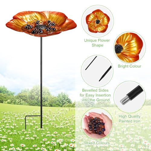 Alimentador de abelha com design de flor, estação de irrigação de pássaros vívidos de ferro, mini co