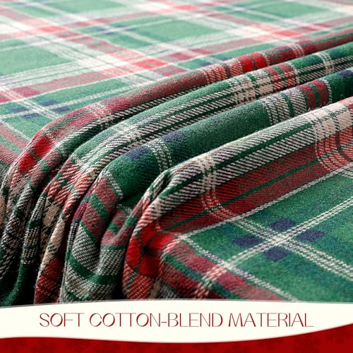 Romanstile Christmas Checkered Tablecloth Rectangle - 54 x 80 Inch - Green Buffalo Plaid Cotton Flannel Table Cloths, Xmas Winter Stain Resistant Washable Table Cover for Holiday/Party/Dining Decor – Image 6