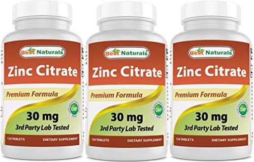 Best Naturals Zinc Citrate 30 mg - Immune Support - 120 Tablets (120 Count (Pack of 3))
