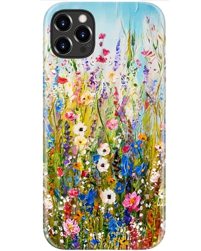 Image of Goodon for iPhone 12 Pro Case /iPhone 12 Case Cute - Wireless Charging Compatible - Dual-Layer Hard Shell + Silicone Cover - Protective Phone Case, Trendy Designs for Women - Wildflowers Painting