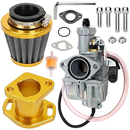FVRITO 26mm Carburetor Predator 212 Performance Carb Intake Mainfold 38mm Air Filter Upgrade Kit for 212cc 196cc Clone Hemi Engine Mini Bike Coleman CT200U BT200X KT196 Go Kart Gold