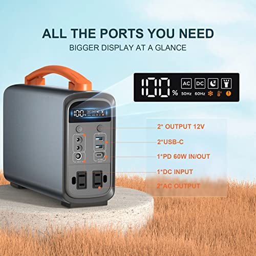CTECHi Portable Power Station 320Wh, LifePO4 Battery for Camping, Solar Powered Generators for Home Use, 240W Emergency Battery Backup Power Supply for Outdoor Travel, Camping and CPAP