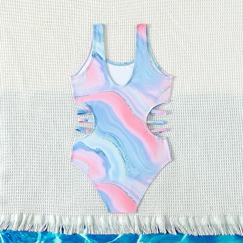 Swim Suits for Teens Girls Kids One Piece Swimwear Cut Out Tie Dye Bathing Suit Summer Hollow Sides Swimsuits3