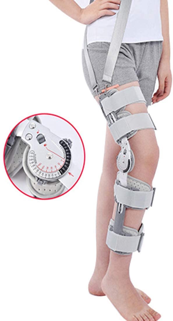 Aufklappbare Rom-Kniebandage mit Riemen, verstellbare Patellabandage nach der Operation, für Acl/Pcl, Bänder verletzt und gebrochen, Universalgröße
