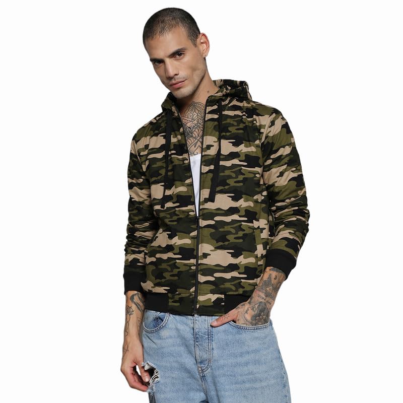 Image of CAHOOT Men's Jacket With Insert Pocket For Casual Wear | Hooded Neck | Long Sleeve | Zipper Closure | Polyester Jacket Crafted With Comfort Fit For Everyday Wear