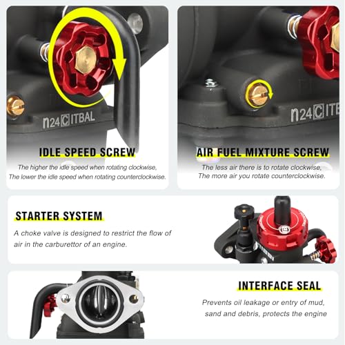 Image of NIBBI 24mm Carburetor Performance Kit, PE24FL Carb with Motorcycle CNC Air Filter Fit for Pit Bike Dirtbike Minibike ATV 150cc Tao Tao SSR Apollo Pradator 212