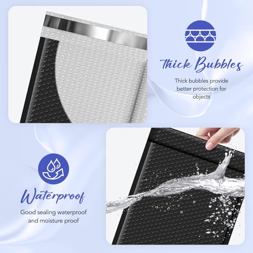 Image of Fuxury Bubble Mailers 9.5x14.5 inch 25 Pack Black Large Padded Envelopes | Usable Size 9.5x13.5 inch Self Seal Bubble Envelopes Padded Mailers Shipping Bags for Mailing book Shirt Small Business #4