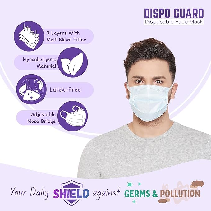 Image of Romsons Dispo Guard 3 Ply Disposable Mask With Softest Non-Woven Fabric
