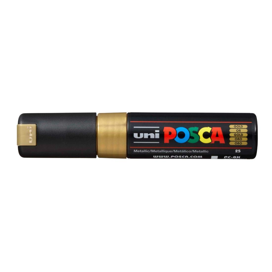 uni-ball Posca PC-8K 8.0 mm Bold Point Chisel Shaped Marker Pen, Gold Ink, Pack of 1-image-1