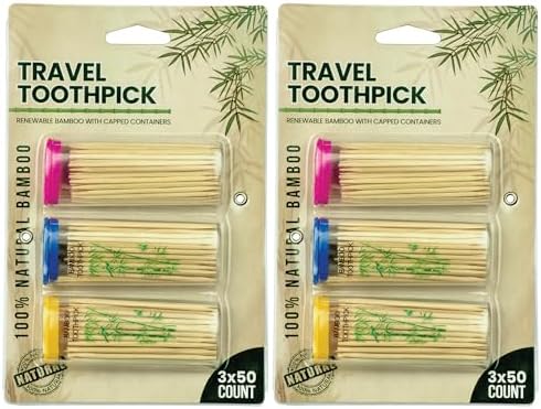 DecorRack 6 Travel Toothpick Dispensers with 300 Bamboo Picks image 4