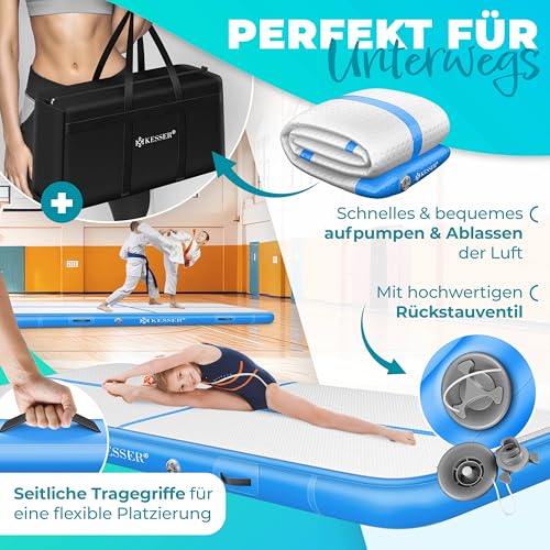 KESSER® Turnmatte Aufblasbar Airtrack 500x100x10 (Blau) - 5