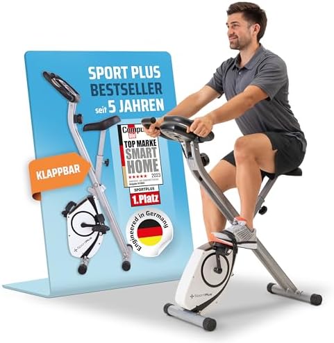 SportPlus Katlanabilir Kondisyon Bisikleti, Ev için Uygun, Akıllı Ekran ile Nabız ve Performans Takibi, Gri - Görsel 1