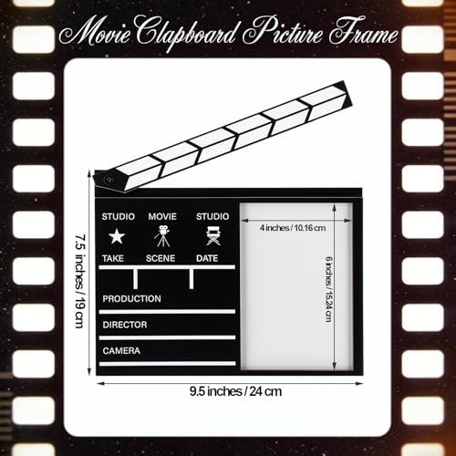 Image of AceOrbit 3 Pcs Movie Clapboard Picture Frame Vintage Wood Photo Frame Fit 4 x 6 Inch Picture with Clear Acrylic Cool Handicrafts Tabletop or Wall Mounting for Display for Farmhouse Home Decor