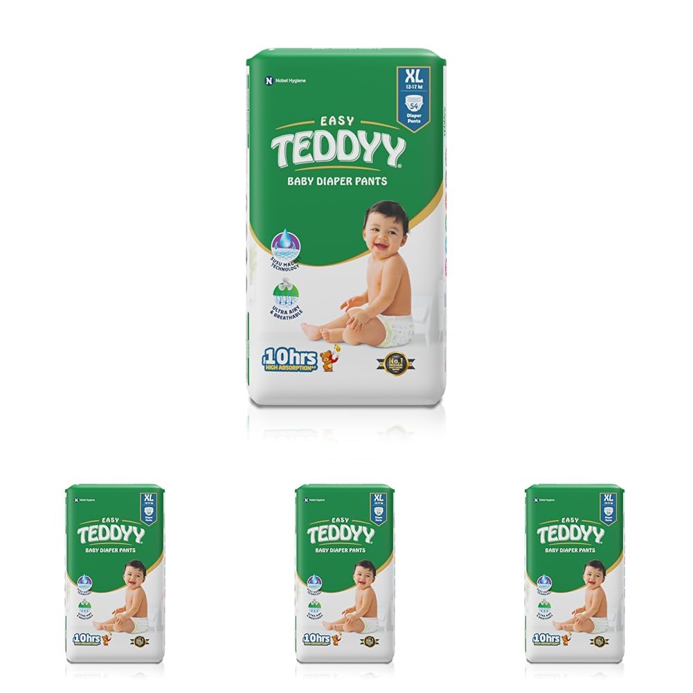 TEDDYY Easy Baby XL Size Diaper Pant Style | 54 Count (Extra Large) | 12–17 kg (Pack of 4) | Long Protection Hours | Anti-Bacterial | Airy Breathable Fit | Rapid Soaker Channels & Wetness Indicator-image-28