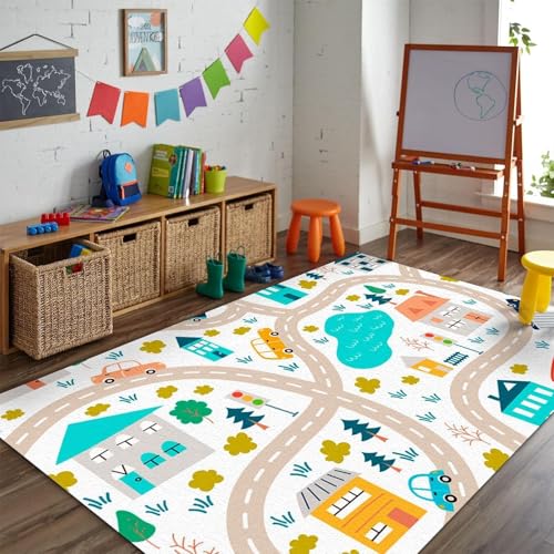 Tapis chambre enfant garçon fille grand tapis de jeu moderne doux