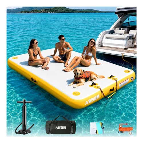 AWSUM Inflatable Floating Dock 8ft x 6ft Water Platform for Adults