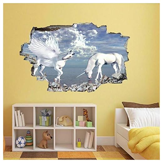 Väggklistermärken Pegasus Fairy Tale Wall Art Sticker Väggmålning Dekal Barnrumsinredning BT10 Tapet affisch - 70x110cm