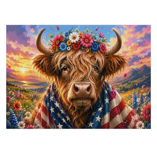 1000 Pièces Mini Puzzle pour Adultes Vache Fleur Drapeau Cadeau – vue 2
