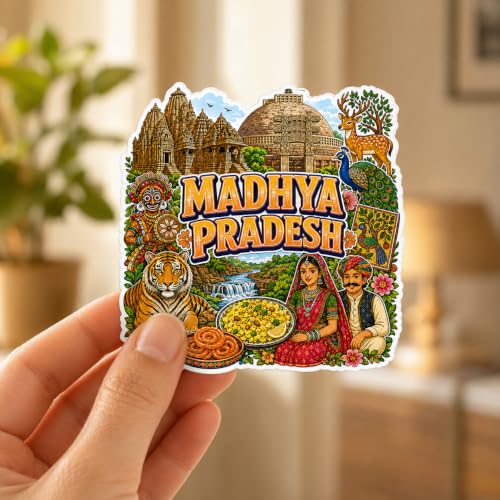 Image of Zesta Wooden Fridge Magnets Set | Refrigerator Decor Magnets for Kitchen | India Souvenir Fridge Magnet Collection | Wooden Magnet for Fridge Door Decoration (Madhya Pradesh)