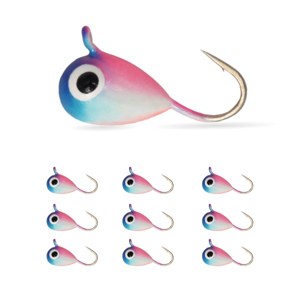 10pc 0.20g-4.40g Multicolor Glow Tungsteno Ice Fishing Jig Head, 2.7mm-7mm, Hayabusa Hook Winter Ice Fishing Bait6.0MM