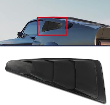 CHEDA Carbon Style Unpainted Black Quarter Side Window Louvers Board | Compatible with 2005 2006 2007 2008 2009 2010 2011 2012 2013 2014 Ford Mustang