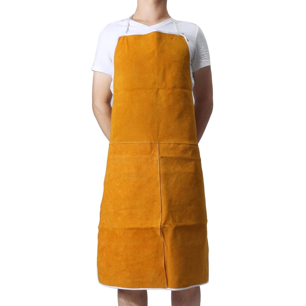 Designer Cowhide Welding Welders Aprons Work Safety Workwear Glaziers Blacksmith, Yellow, approx.60*90cm