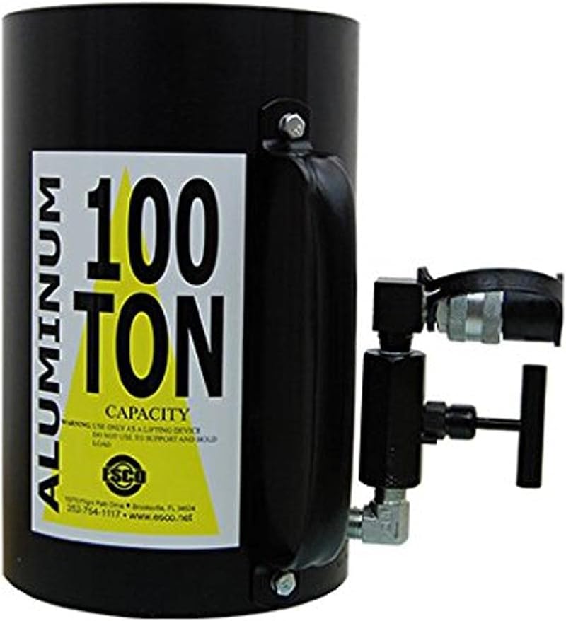 Esco Heavy Duty Lightweight Hydraulic Jack, 100 Ton Aluminum with Shut Off Valve