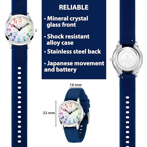 Image of Kids Analog Watch, Learning Watch for Kids 8-12, Waterproof Time Teacher Watches for Boys Ages 5-7 6-8, Easy to Read Educational Girls Watches Ages 8-12, Great Gift Boys Girls Year 4-12 Old Waterproof