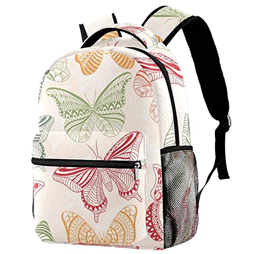 Sac à dos de voyage enfant papillons rouge vert orange avec porte-bouteille