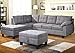 Harper & Bright Designs Sectional Sofa Couch with L Chaise Lounger and Storage Ottoman for Living Room Home Furniture Set grey