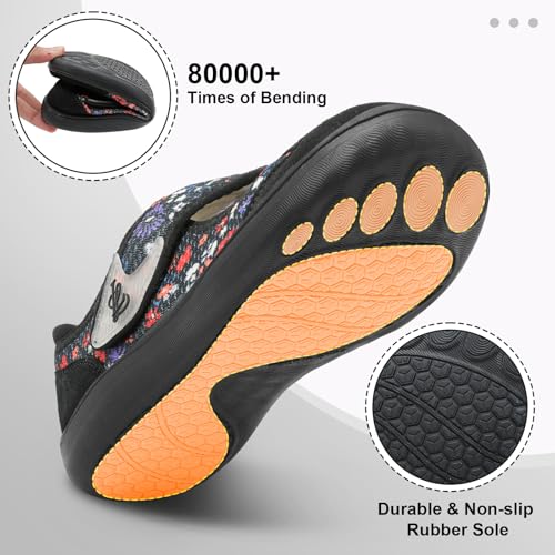 Image of LeIsfIt Wide Toe Box Diabetic Shoes for Women Zero Drop Barefoot Sneakers Breathable Adjustable for Edema Swollen Feet & Seniors