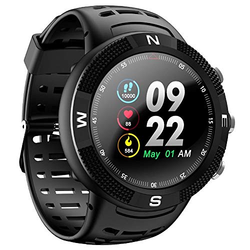 DTNO.I NO.1 F18 Smartwatch Sport Bluetooth 4.2 IP68 Wasserdicht Smart Watch GPS Anruf Nachricht Erinnerung Schrittzähler Schlafmonitor (schwarz) Cover