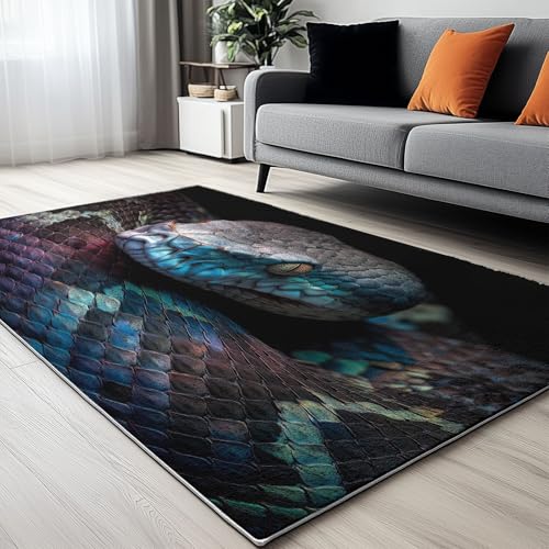 5 x 8 ft Area Rugs Living Room: Washable Animal Python