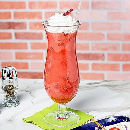 TrueCraftware- 24 oz Hurricane Glass Polycarbonate Clear Color Comes in each- Beverage Stemmed Plastic Glass Cup Party Beverage Glass Barware Perfect for Juices Smoothies Pina Colada Cocktails