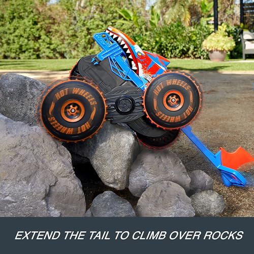 Hot Wheels Monster Trucks Remote Control Toy Vehicle, Large-Scale RC Tiger Shark Climber with 3 Modes of Play for Racing, Climbing & Stunting - Image 3