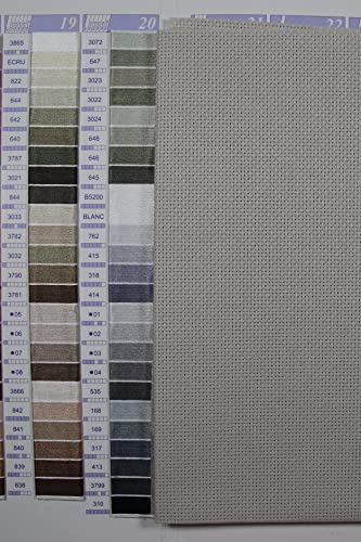 Image of KCS 3 pc of 15 inch x 18 inch Counted Cross Stitch Cotton Aida Cloth Needlework Fabric,14CT,Pearl Grey