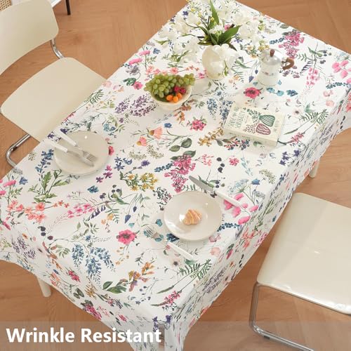 TruDelve Vinyl Tablecloth Plastic Table Cloth Rectangle Table Spring Outdoor Tablecloths Waterproof Picnic Tables Cover (54'' x 84'', Flower) by TruDelve - Image 3