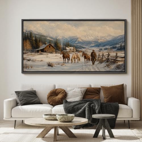 Image of MUDECOR Extra Large Framed Canvas Print Wall Art Ranch Art for Living Room