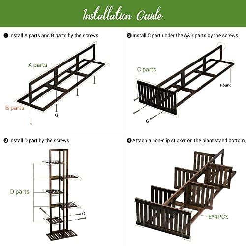 H HOMEXIN Bamboo Plant Stands - Indoor & Outdoor Plant Rack,6 Tier 7 Potted Multiple Flower Planter Pot Holder,Storage Shelf Display for Patio Garden Corner Balcony Living Room