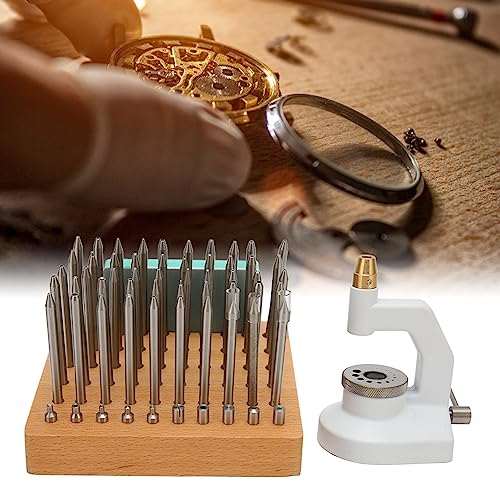 Ejoyous Conjunto de prensa de ferramentas de estaca de reparo, kit de perfuração de joias de relojoe