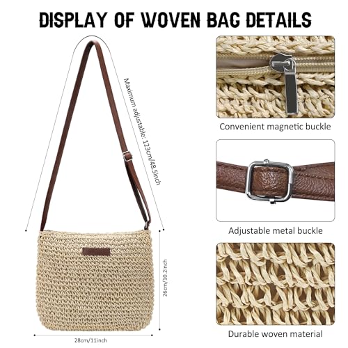 Ayieyill Straw Clutch Bags for Women Shoulder Bag Crossbody Bag Summer Beach Straw Bag Hand-Woven4