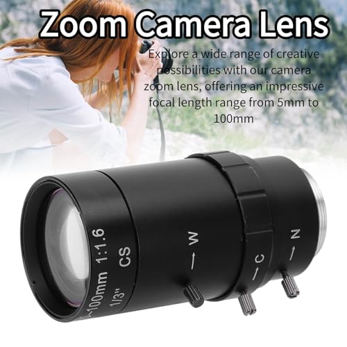 image for DAUERHAFT Zoom Camera Lens, 1.3MP Zoom CCTV Lens CS Mount Manual Apert