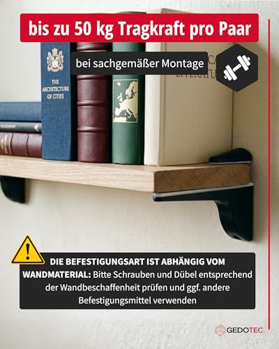 Soporte de estante de vidrio Gedotec para organizar salones modernos, 2 piezas 4