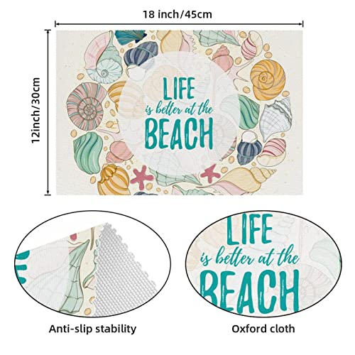 Sets de table coquillage conque de plage chic et durables de format 30,5 x 45,7 cm