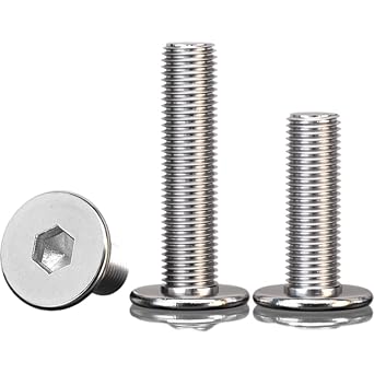 M6x8mm 20pcs Stainless Steel Hex Hexagon Socket Ultra Thin Super Low Flat Head Allen Cap Screw Bolt...