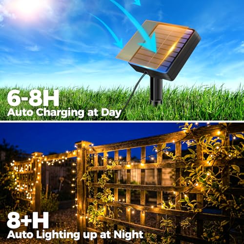 bitjam Solar Lichterkette Outdoor, 6M 60 LED Lichterkette Außen, Warmweiß – Ansicht 2